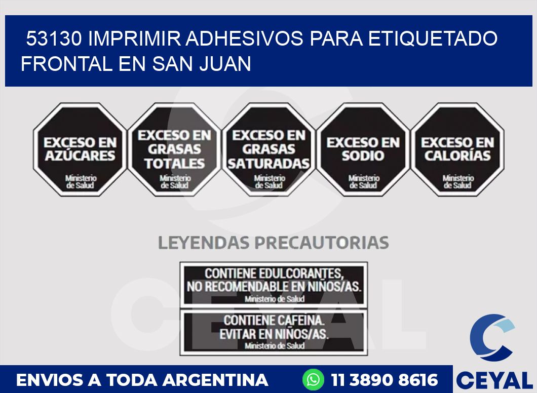 53130 IMPRIMIR ADHESIVOS PARA ETIQUETADO FRONTAL EN SAN JUAN