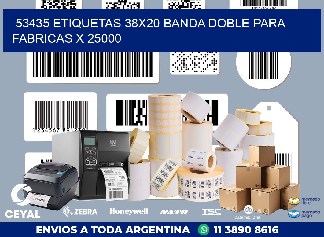 53435 ETIQUETAS 38X20 BANDA DOBLE PARA FABRICAS X 25000