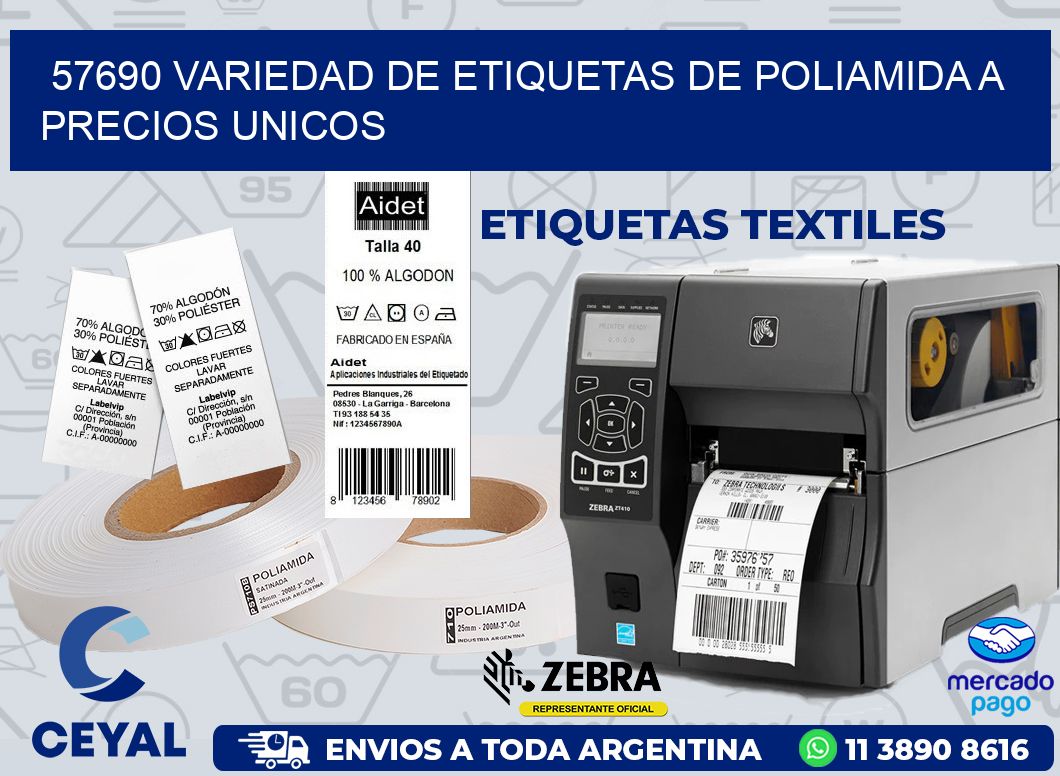 57690 VARIEDAD DE ETIQUETAS DE POLIAMIDA A PRECIOS UNICOS