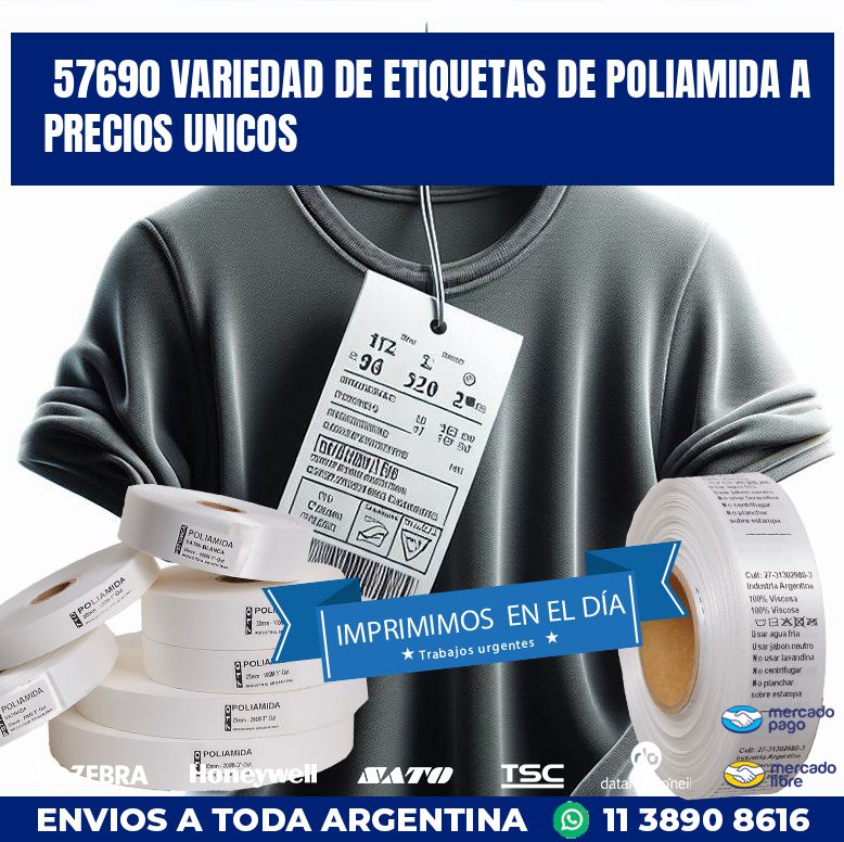 57690 VARIEDAD DE ETIQUETAS DE POLIAMIDA A PRECIOS UNICOS