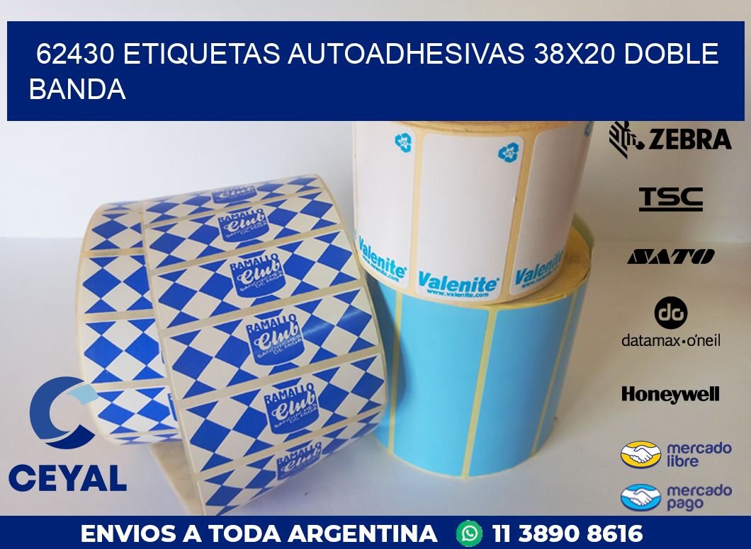 62430 ETIQUETAS AUTOADHESIVAS 38X20 DOBLE BANDA