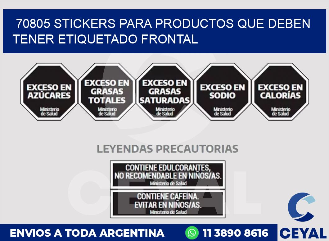 70805 STICKERS PARA PRODUCTOS QUE DEBEN TENER ETIQUETADO FRONTAL