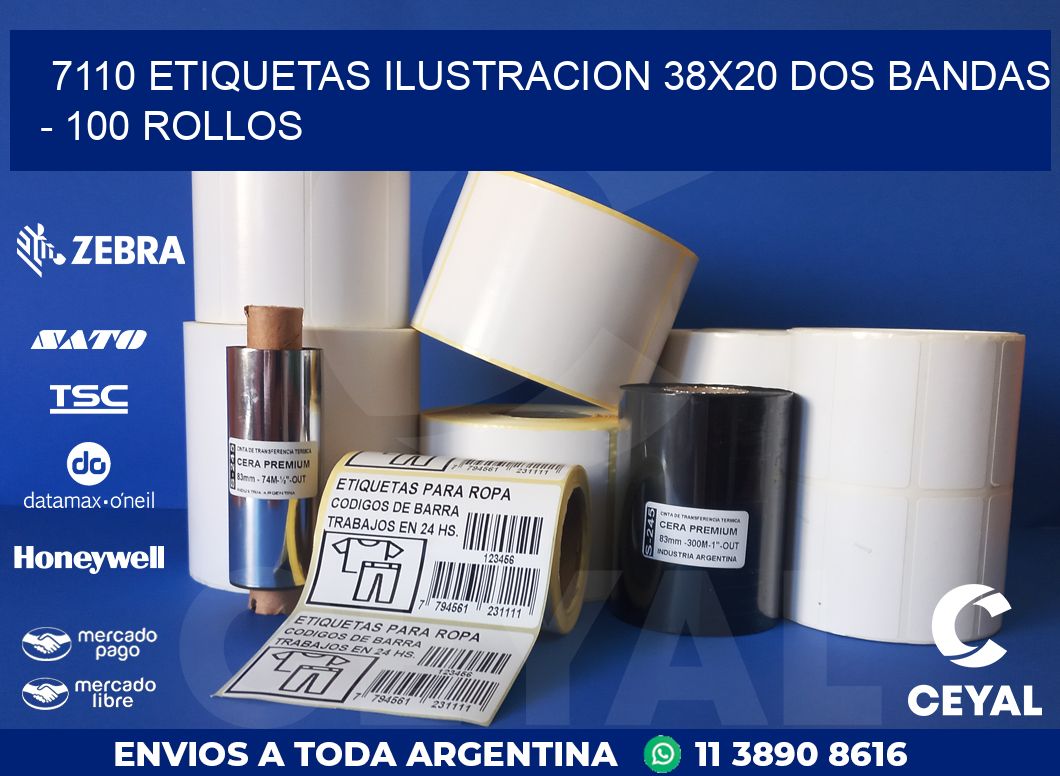 7110 ETIQUETAS ILUSTRACION 38X20 DOS BANDAS - 100 ROLLOS
