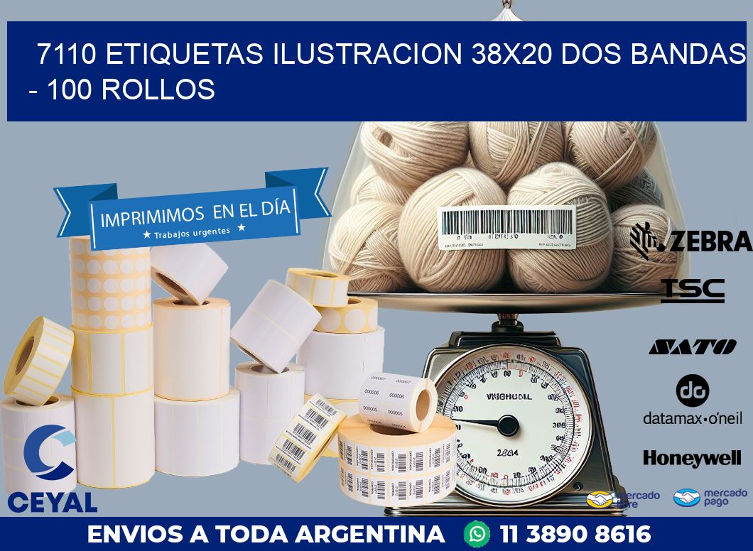 7110 ETIQUETAS ILUSTRACION 38X20 DOS BANDAS – 100 ROLLOS
