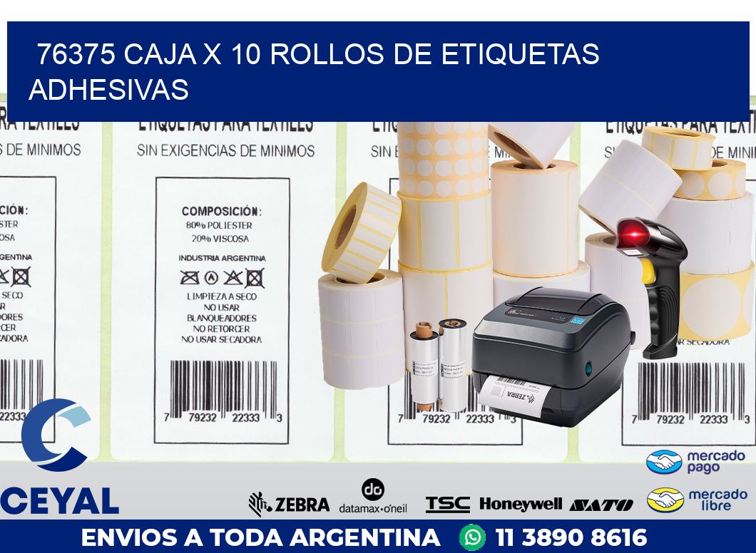 76375 CAJA X 10 ROLLOS DE ETIQUETAS ADHESIVAS