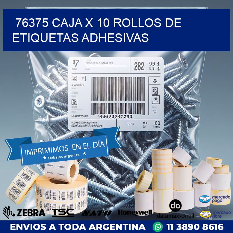 76375 CAJA X 10 ROLLOS DE ETIQUETAS ADHESIVAS
