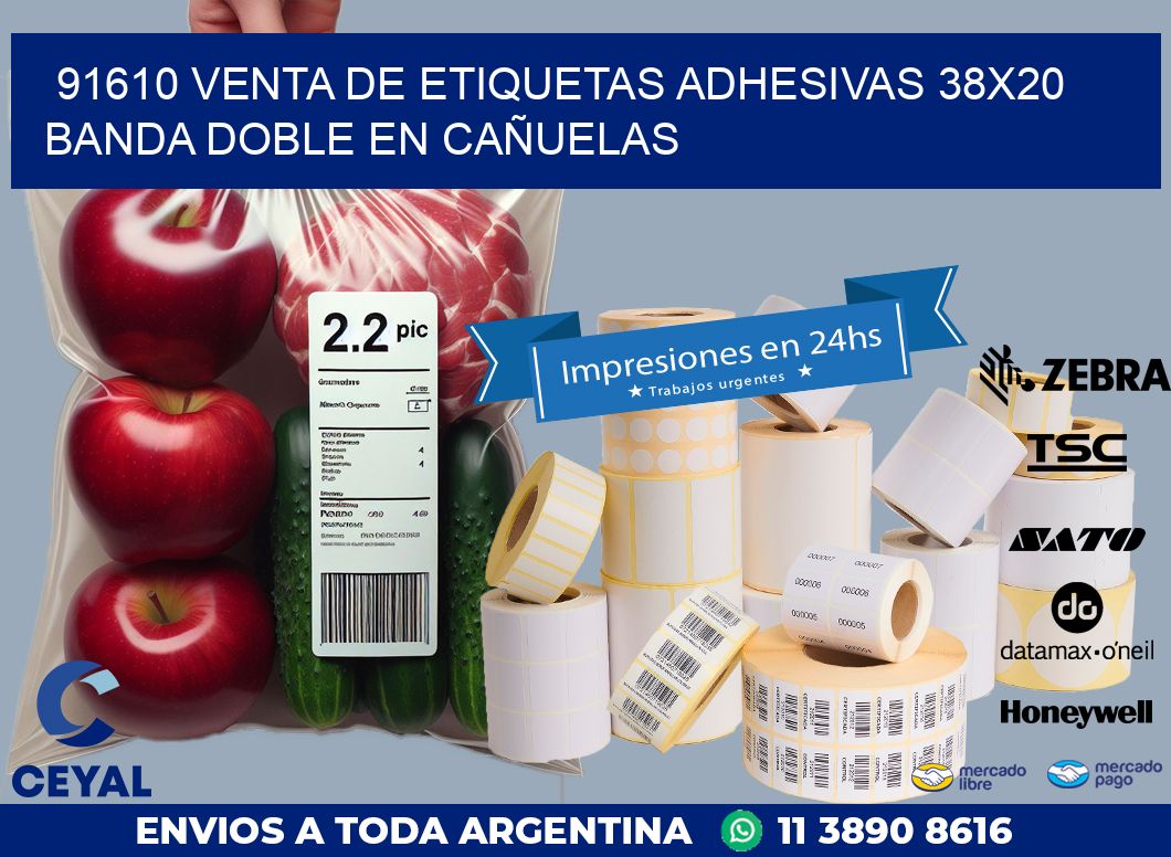 91610 VENTA DE ETIQUETAS ADHESIVAS 38X20 BANDA DOBLE EN CAÑUELAS