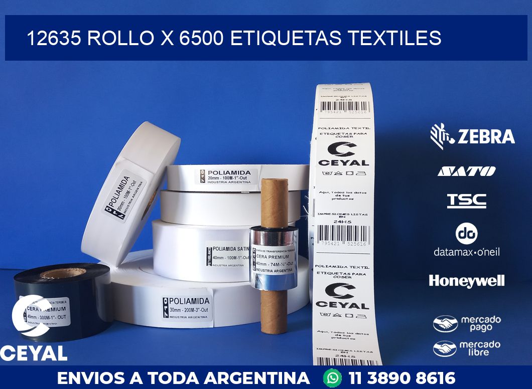 12635 ROLLO X 6500 ETIQUETAS TEXTILES