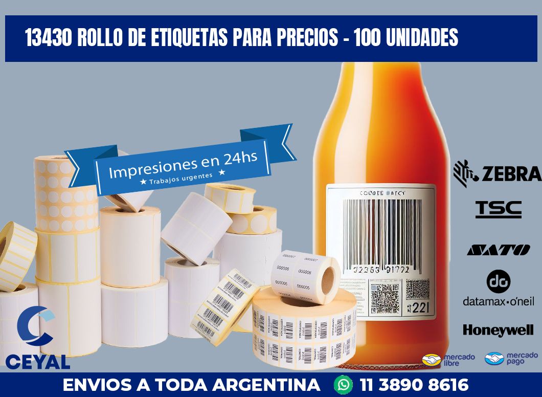 13430 ROLLO DE ETIQUETAS PARA PRECIOS - 100 UNIDADES