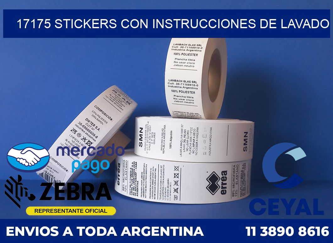 17175 STICKERS CON INSTRUCCIONES DE LAVADO