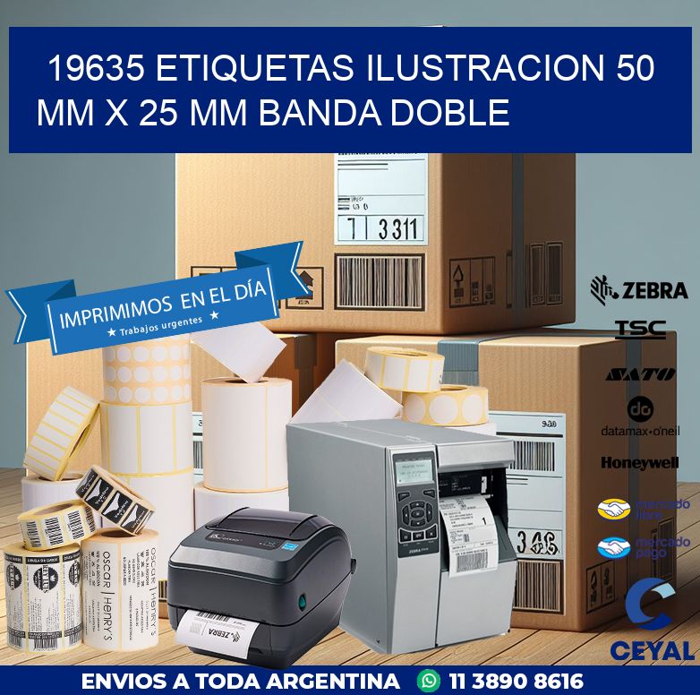 19635 ETIQUETAS ILUSTRACION 50 MM X 25 MM BANDA DOBLE