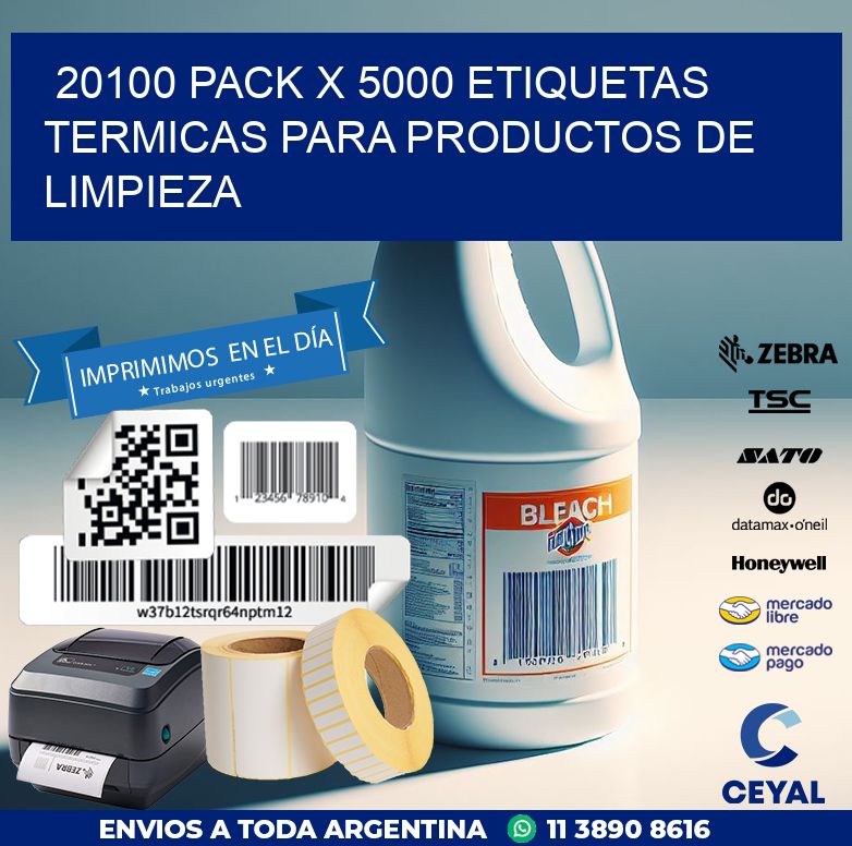 20100 PACK X 5000 ETIQUETAS TERMICAS PARA PRODUCTOS DE LIMPIEZA