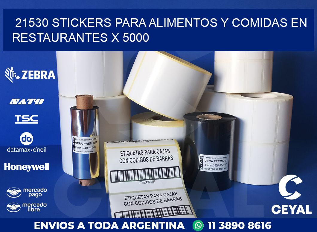 21530 STICKERS PARA ALIMENTOS Y COMIDAS EN RESTAURANTES X 5000