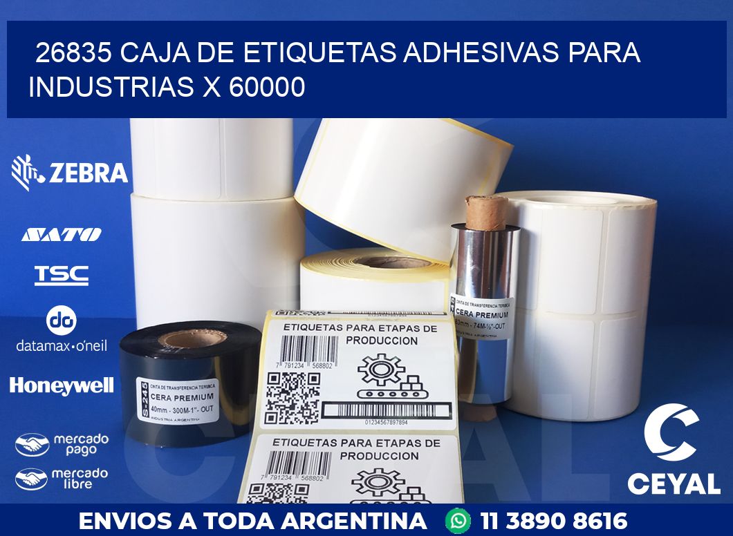 26835 CAJA DE ETIQUETAS ADHESIVAS PARA INDUSTRIAS X 60000