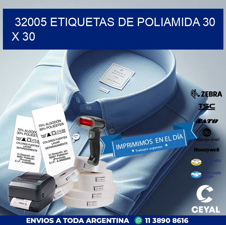 32005 ETIQUETAS DE POLIAMIDA 30 X 30