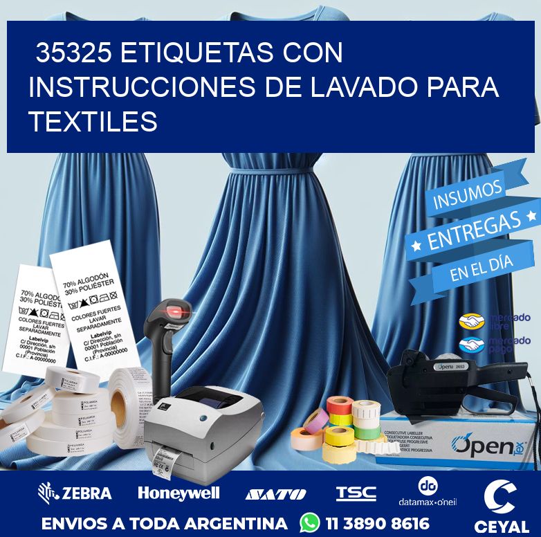 35325 ETIQUETAS CON INSTRUCCIONES DE LAVADO PARA TEXTILES