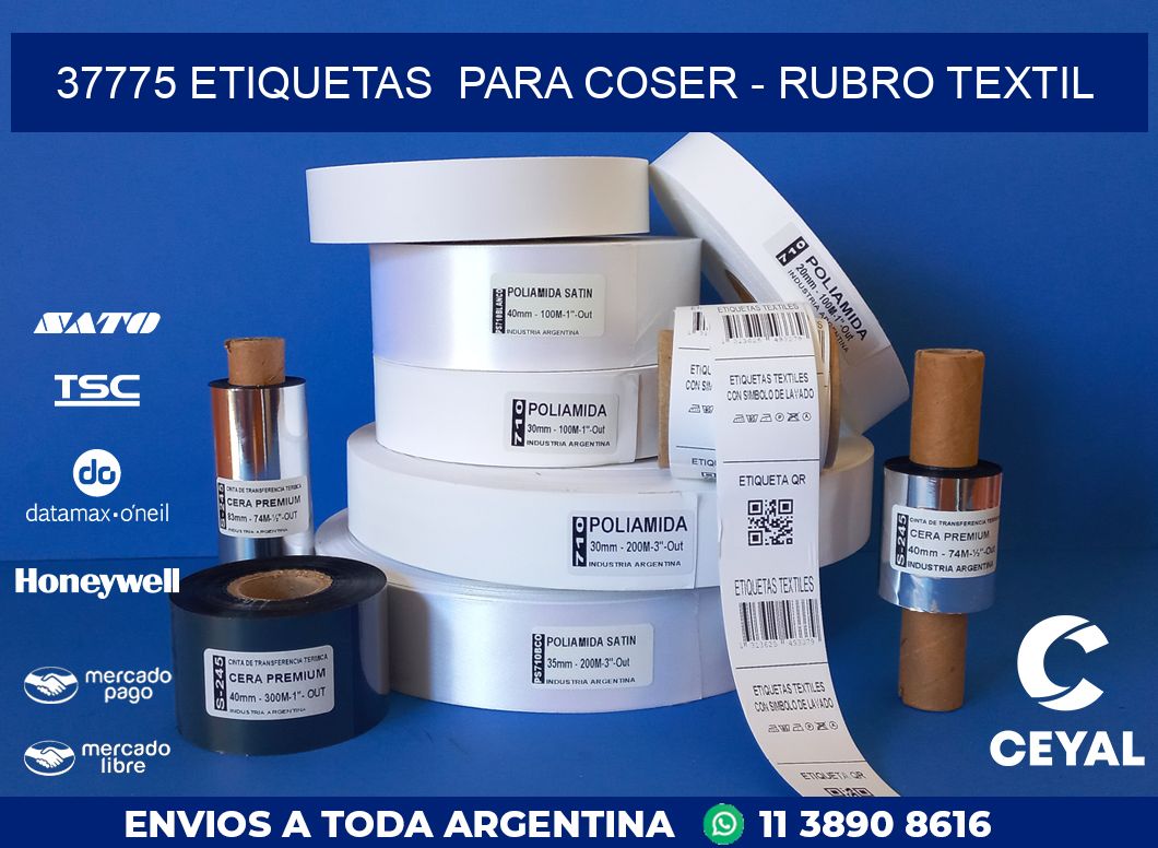 37775 ETIQUETAS PARA COSER - RUBRO TEXTIL