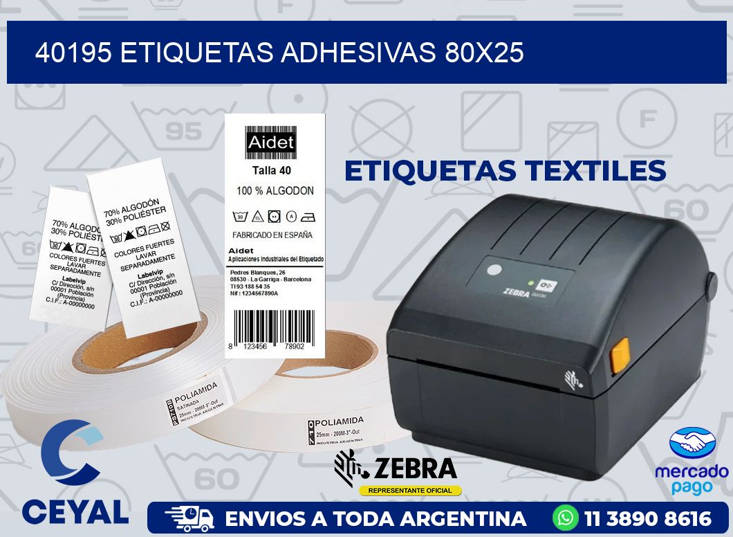 40195 ETIQUETAS ADHESIVAS 80X25