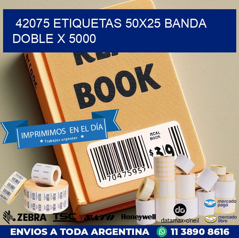 42075 ETIQUETAS 50X25 BANDA DOBLE X 5000