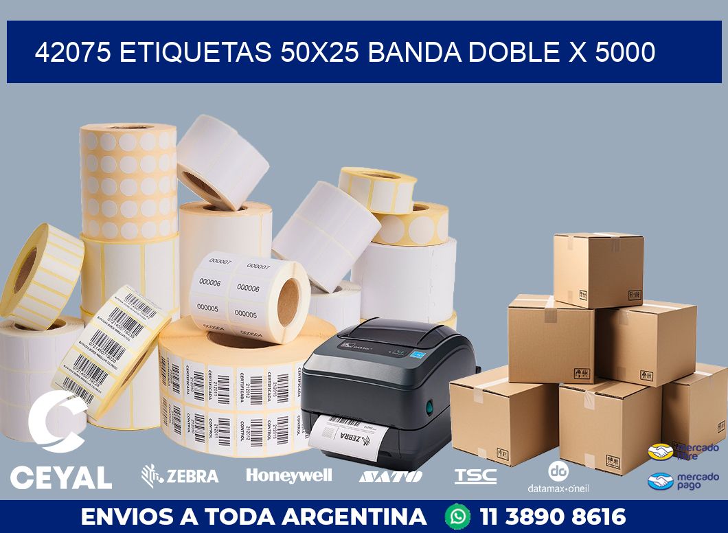 42075 ETIQUETAS 50X25 BANDA DOBLE X 5000