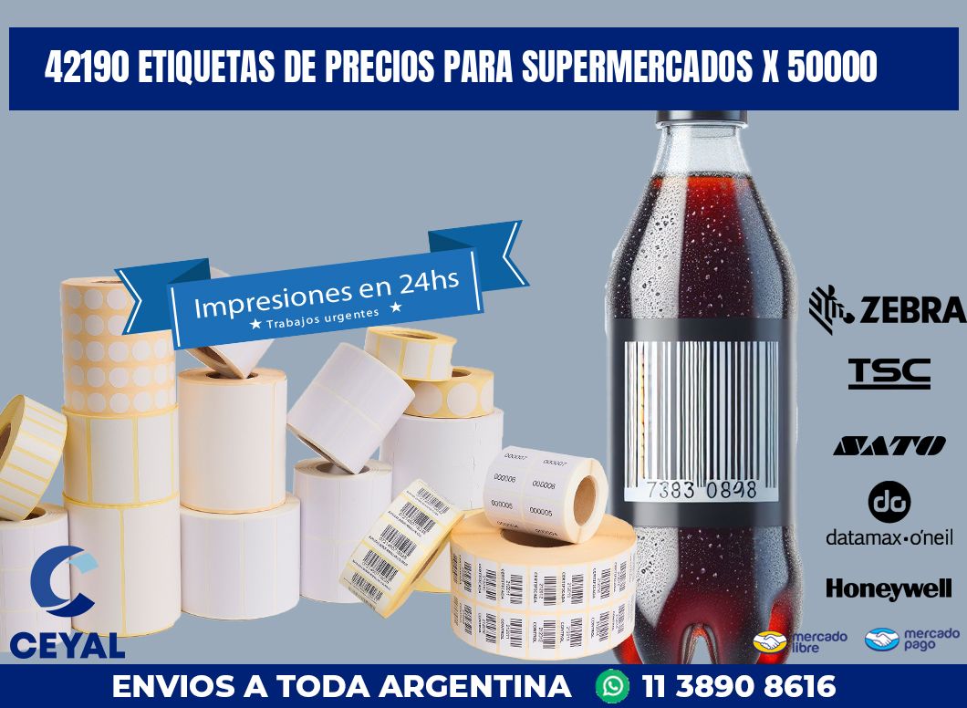 42190 ETIQUETAS DE PRECIOS PARA SUPERMERCADOS X 50000