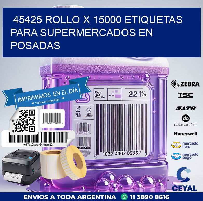 45425 ROLLO X 15000 ETIQUETAS PARA SUPERMERCADOS EN POSADAS