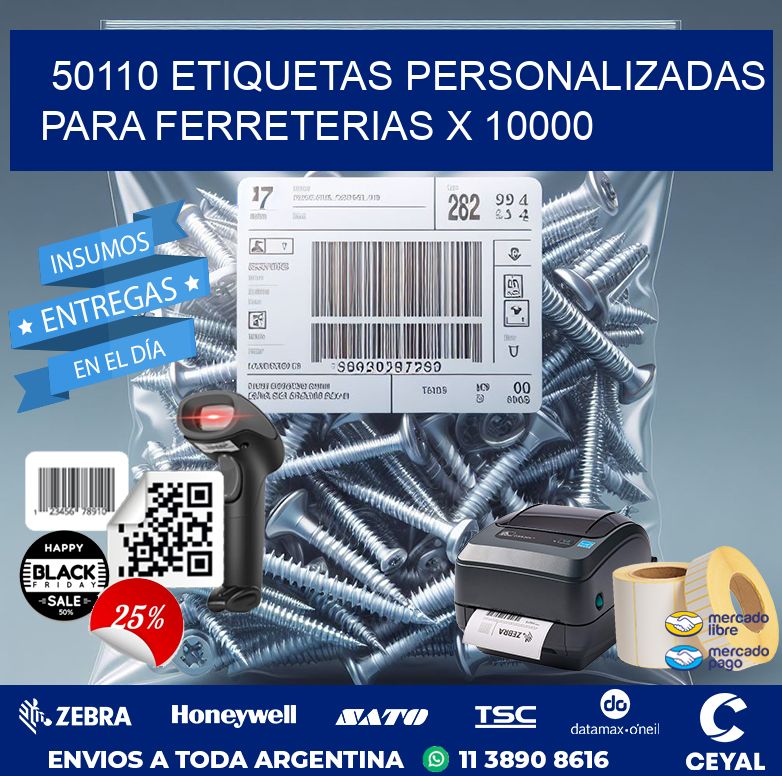 50110 ETIQUETAS PERSONALIZADAS PARA FERRETERIAS X 10000