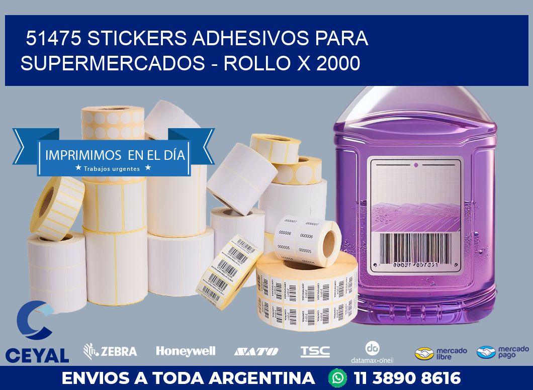 51475 STICKERS ADHESIVOS PARA SUPERMERCADOS - ROLLO X 2000