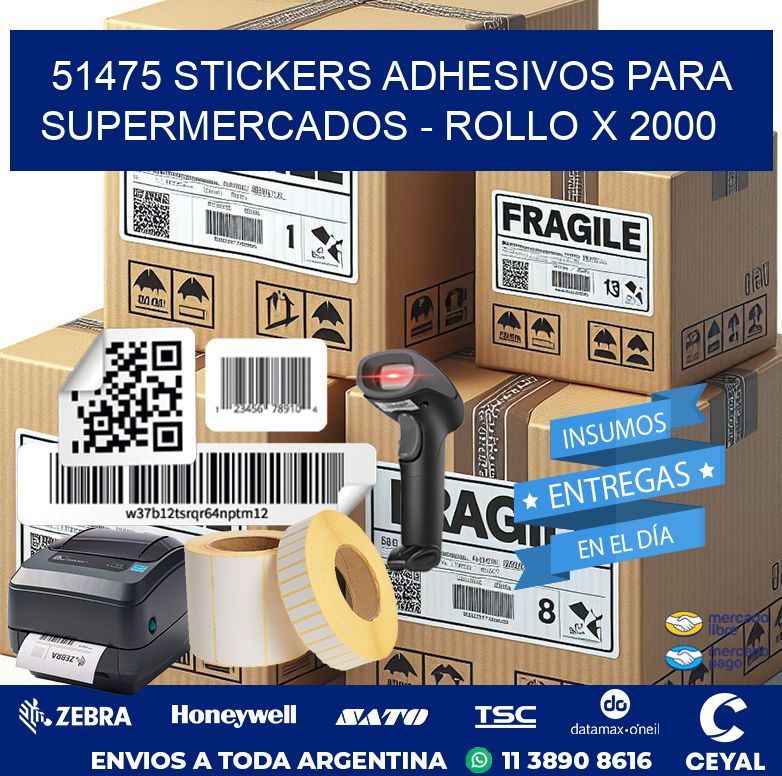 51475 STICKERS ADHESIVOS PARA SUPERMERCADOS - ROLLO X 2000