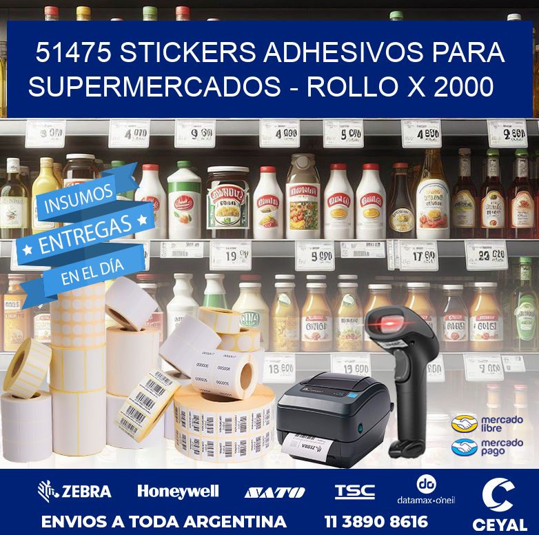 51475 STICKERS ADHESIVOS PARA SUPERMERCADOS – ROLLO X 2000