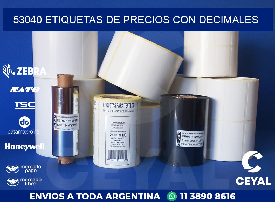 53040 ETIQUETAS DE PRECIOS CON DECIMALES