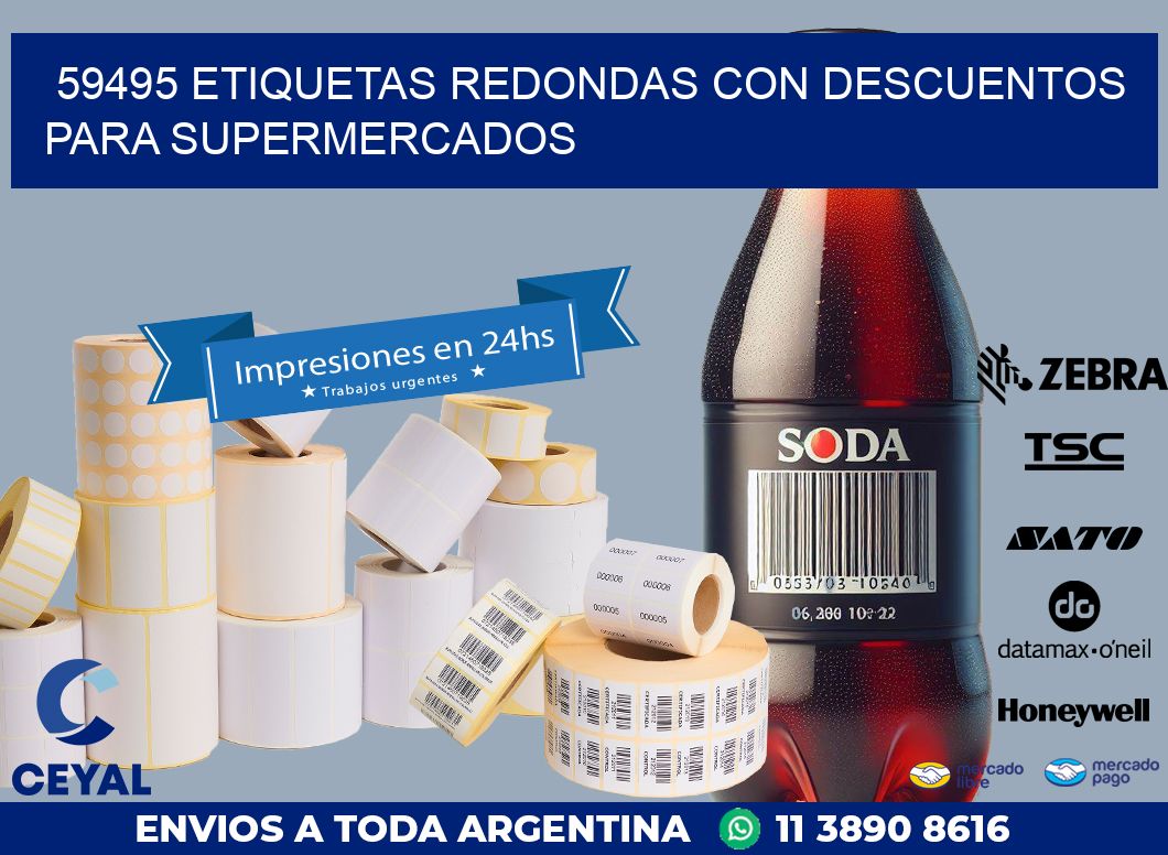 59495 ETIQUETAS REDONDAS CON DESCUENTOS PARA SUPERMERCADOS