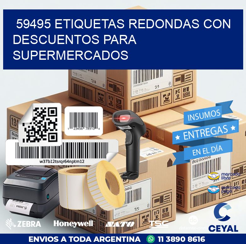 59495 ETIQUETAS REDONDAS CON DESCUENTOS PARA SUPERMERCADOS