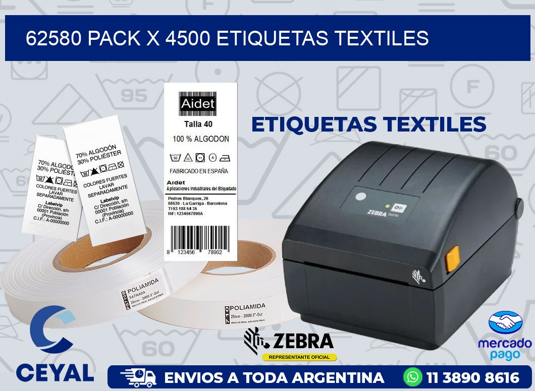 62580 PACK X 4500 ETIQUETAS TEXTILES