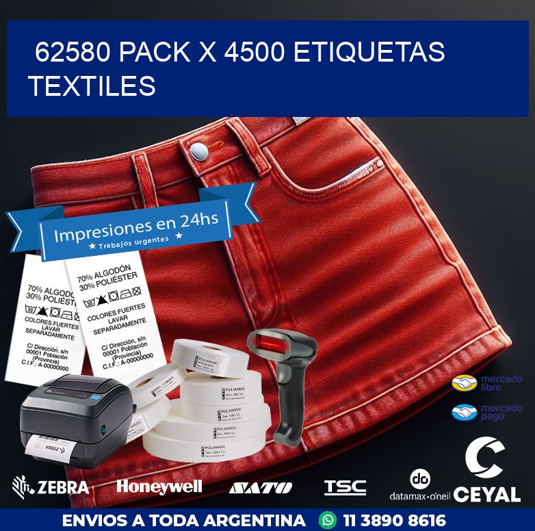 62580 PACK X 4500 ETIQUETAS TEXTILES