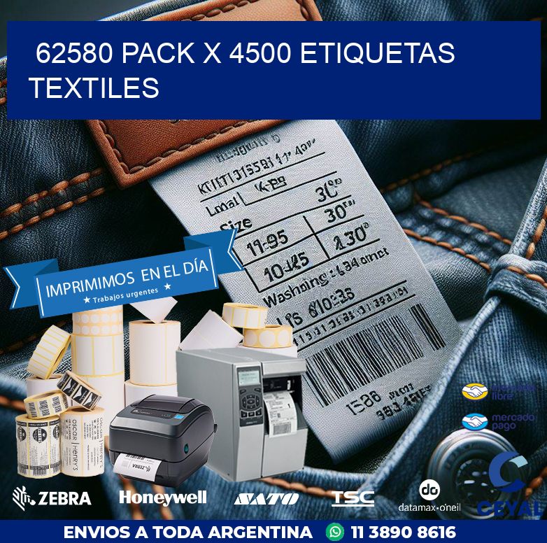 62580 PACK X 4500 ETIQUETAS TEXTILES