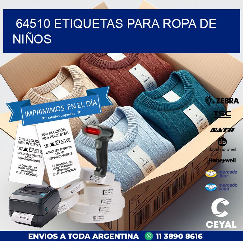 64510 ETIQUETAS PARA ROPA DE NIÑOS