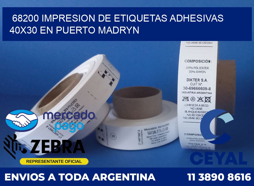 68200 IMPRESION DE ETIQUETAS ADHESIVAS 40X30 EN PUERTO MADRYN