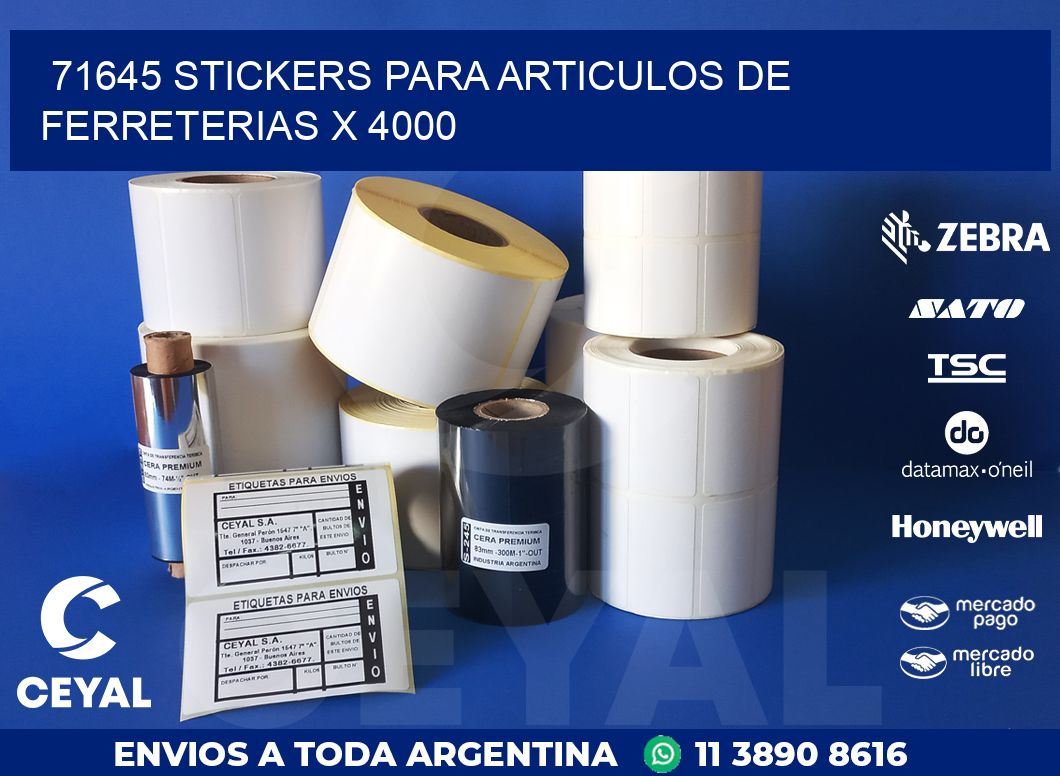 71645 STICKERS PARA ARTICULOS DE FERRETERIAS X 4000