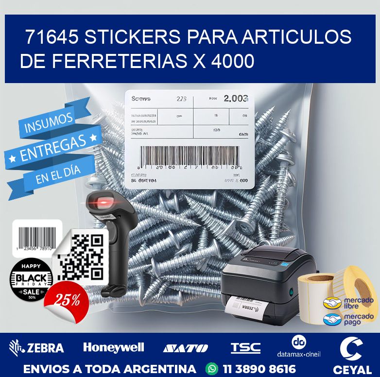 71645 STICKERS PARA ARTICULOS DE FERRETERIAS X 4000