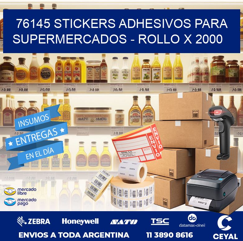76145 STICKERS ADHESIVOS PARA SUPERMERCADOS - ROLLO X 2000