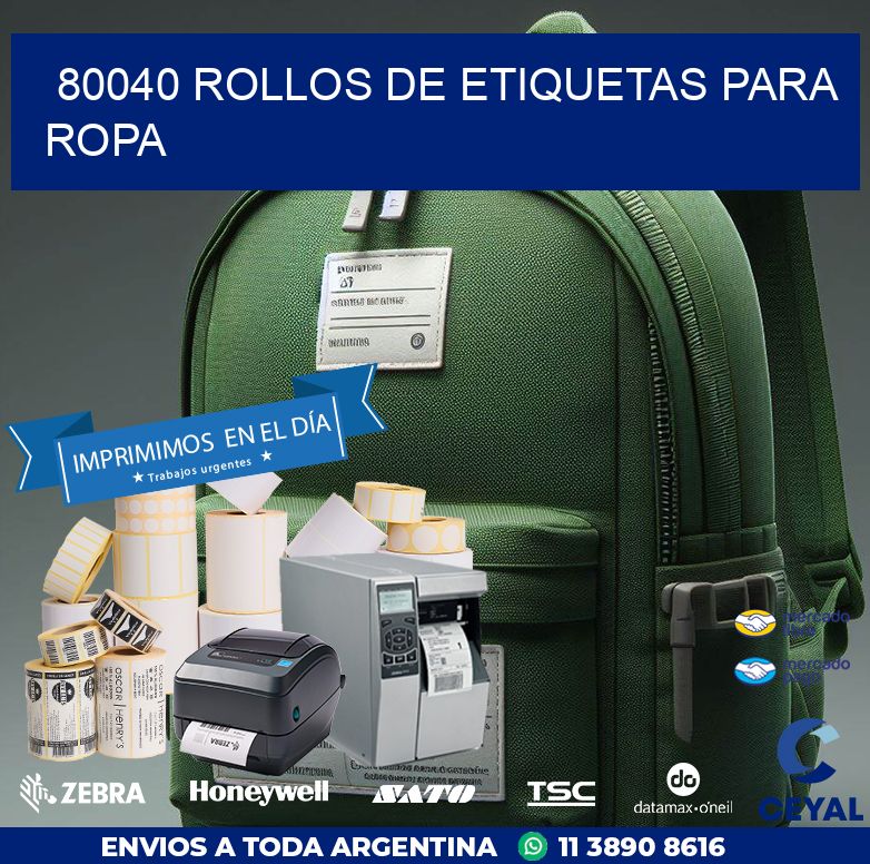 80040 ROLLOS DE ETIQUETAS PARA ROPA