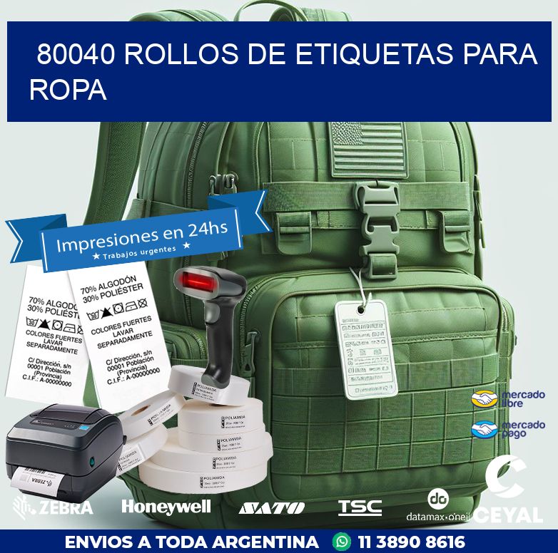 80040 ROLLOS DE ETIQUETAS PARA ROPA