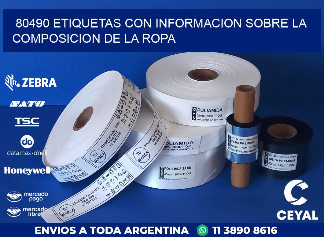 80490 ETIQUETAS CON INFORMACION SOBRE LA COMPOSICION DE LA ROPA