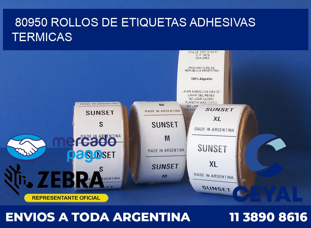 80950 ROLLOS DE ETIQUETAS ADHESIVAS TERMICAS