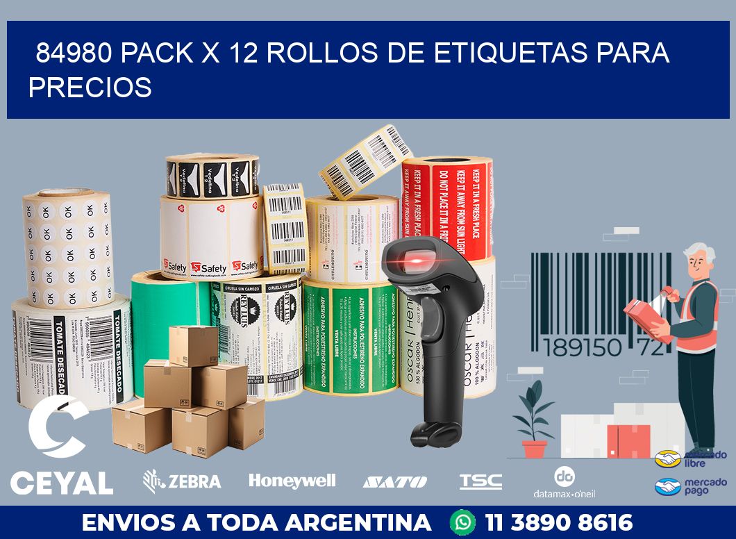 84980 PACK X 12 ROLLOS DE ETIQUETAS PARA PRECIOS