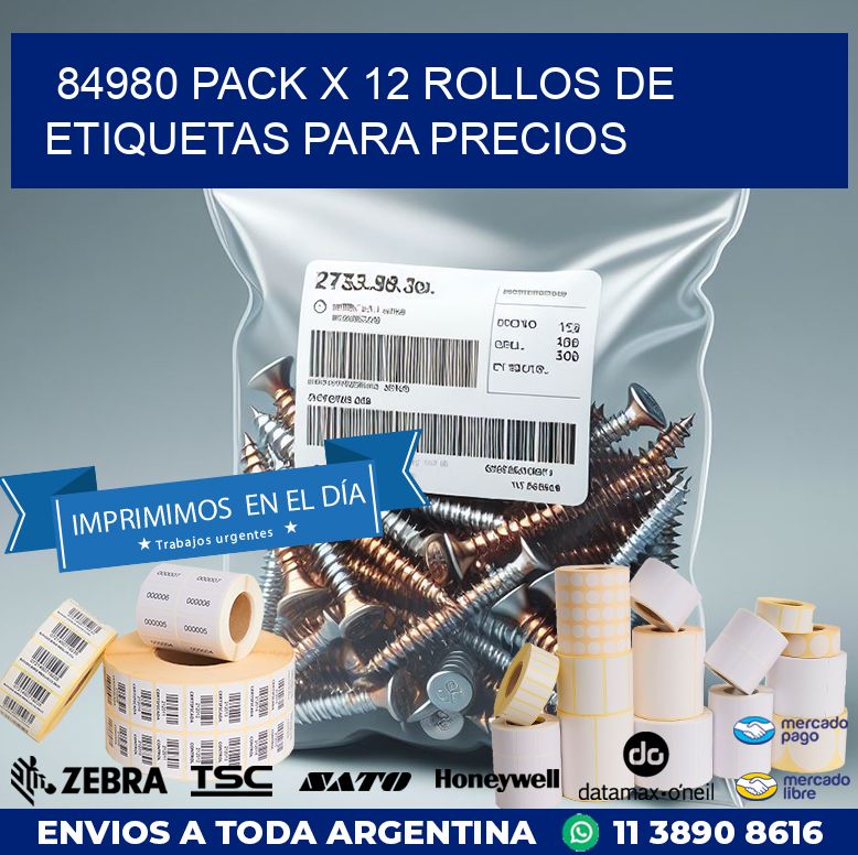 84980 PACK X 12 ROLLOS DE ETIQUETAS PARA PRECIOS