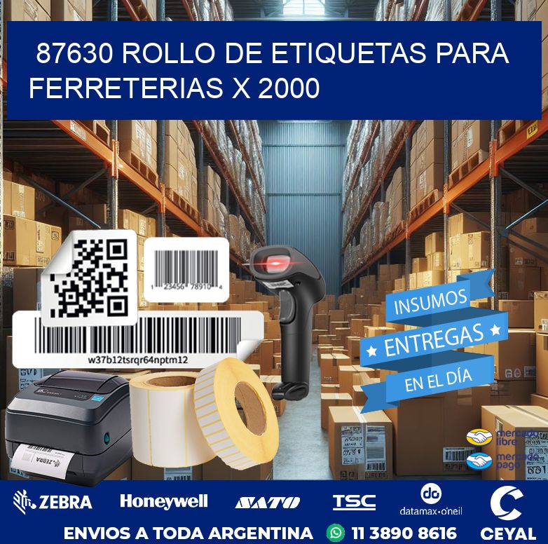 87630 ROLLO DE ETIQUETAS PARA FERRETERIAS X 2000