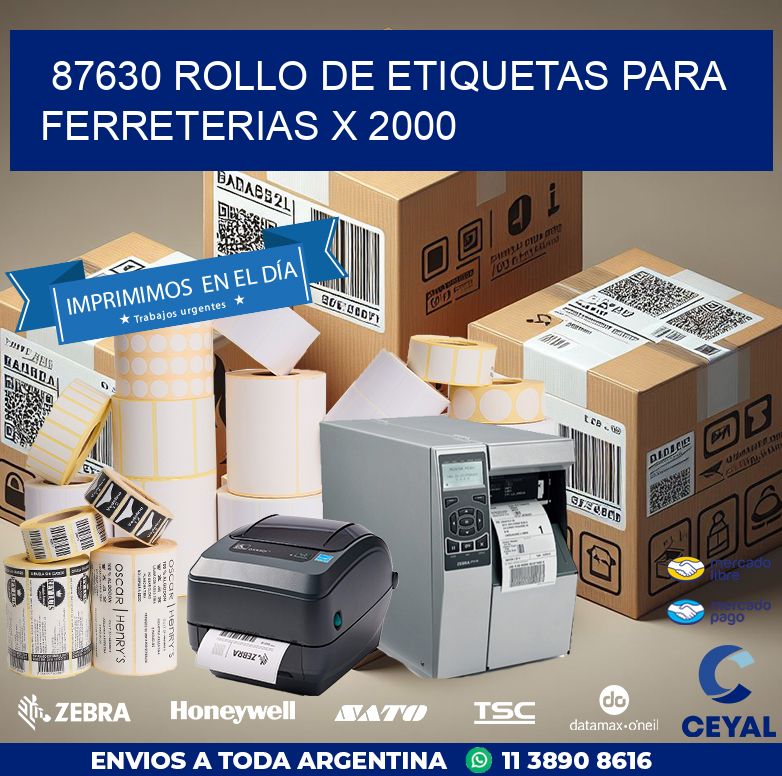 87630 ROLLO DE ETIQUETAS PARA FERRETERIAS X 2000