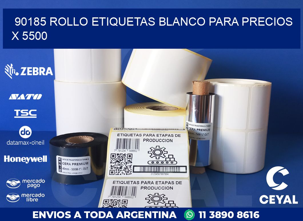 90185 ROLLO ETIQUETAS BLANCO PARA PRECIOS X 5500